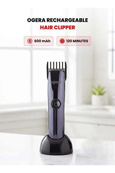 Ogera Rechargeable Hair Clipper – 120 Minutes Runtime, Model OG2002HT, Black