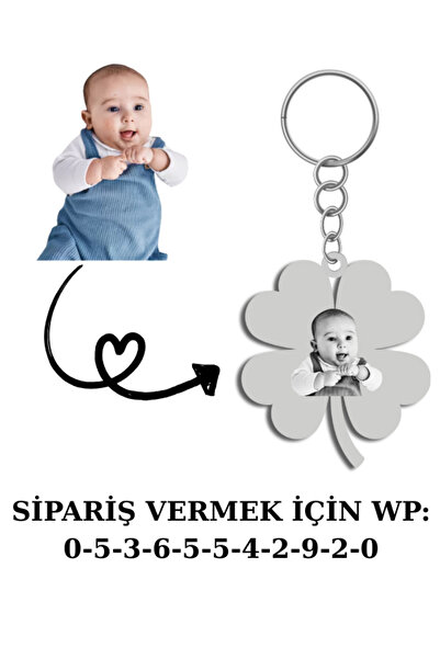 Genel Markalar Kişiye Özel Lazer İşleme Resimli Yonca Anahtarlık