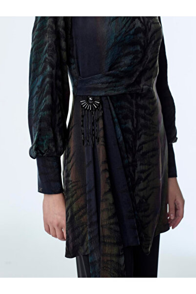 Zühre Women's Accessory Detailed Patterned Peacock Double Set Tk-1719