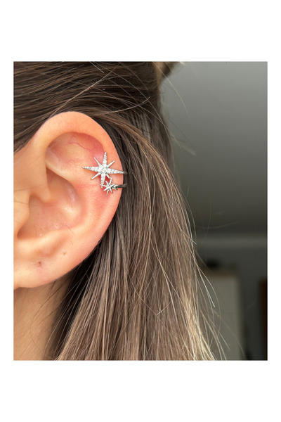 Peline Aksesuar İkili yıldızlı taş detay earcuff