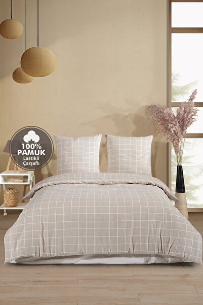 Cote Blanc Square 100% Cotton Flannel Oversized Duvet Cover Set with Elastic Sheets