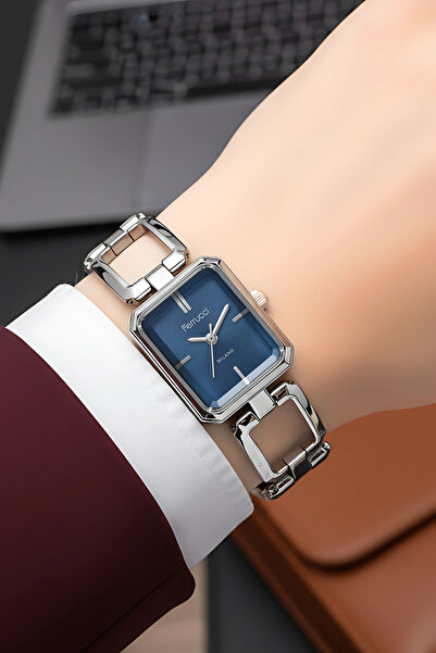 Ferrucci Steel Cord Steel Case Women Wrist Watch Silver-Blue Sdfer187