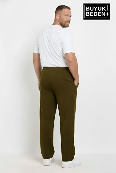 Superlife Men's Plus Size N Logo Printed Relaxed Fit Elastic Waistband Leg Hem Patchwork Sweatpants Spr26Ea952-4