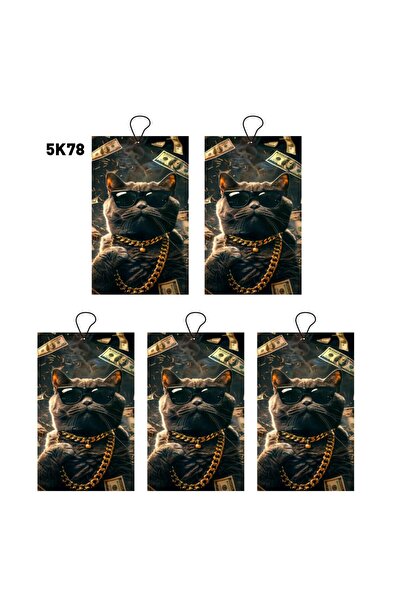 Jethızında 5'li Set Zengin Kedi Tasarımlı Konuşan Dekoratif Oto Araç Kokusu V...