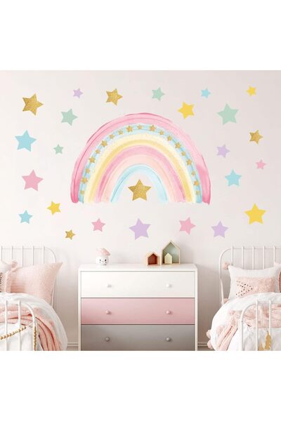 BPA ® Large Rainbow Wall Stickers, Boho Rainbow Wall Decal, 95x60 cm