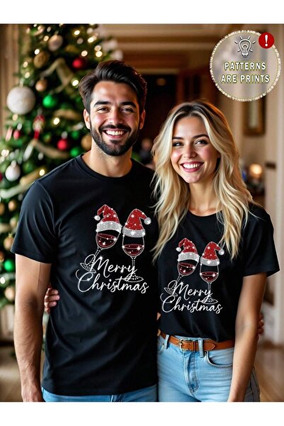 EYMORA تي شيرت من الراينستون لعيد الميلاد على شكل كأس نبيذ ورسومات حروف مطبوع...