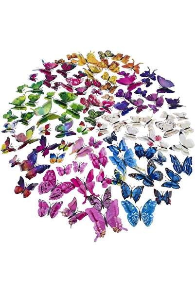 SULFAR 96 Pcs 3D Butterfly Wall Stickers | Removable Wall Decals for Home Dec...