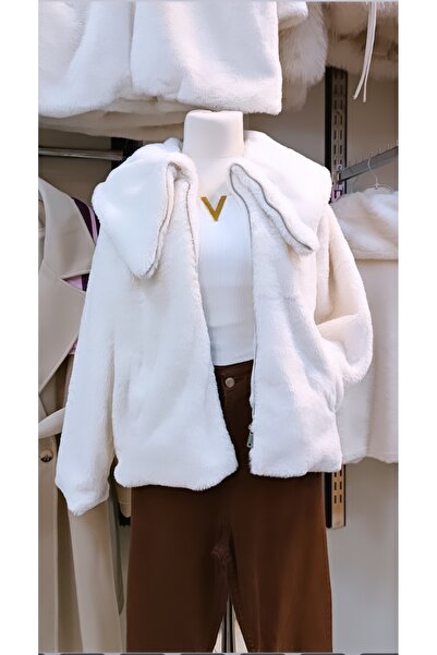 GÜLSEVEN Tasarım:Bu yumuşacık, krem peluş ceket,