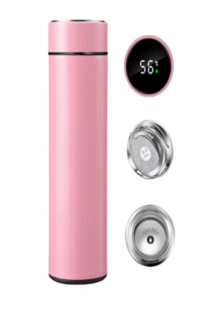OEM 500 ml stainless steel thermos, LED touch display with temperature, thermal insulation – Pink