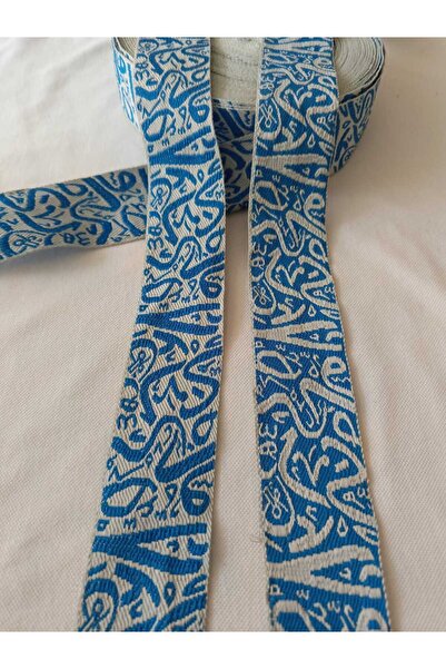 ULUPAMİR شريط زخرفي على حافة مفرش الطاولة باللونين الأزرق والأبيض