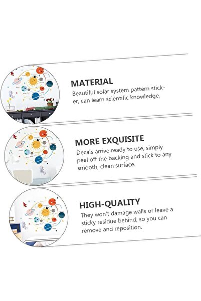 X SPRING Planets Wall Sticker, 2 PCS 90x30cm Removable Solar System Decals