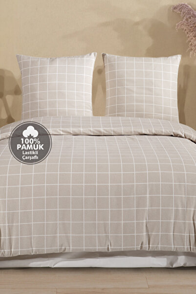 Cote Blanc Square 100% Cotton Flannel Oversized Duvet Cover Set with Elastic Sheets