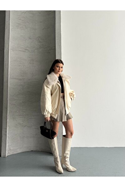 solena sln Жіночий бомбер з капюшоном, обшитим хутром, з нової колекції.