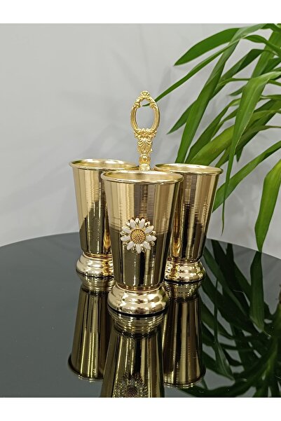 PARILTI HOME COLLECTİON حامل ملاعق ذهبي مكون من 3 قطع