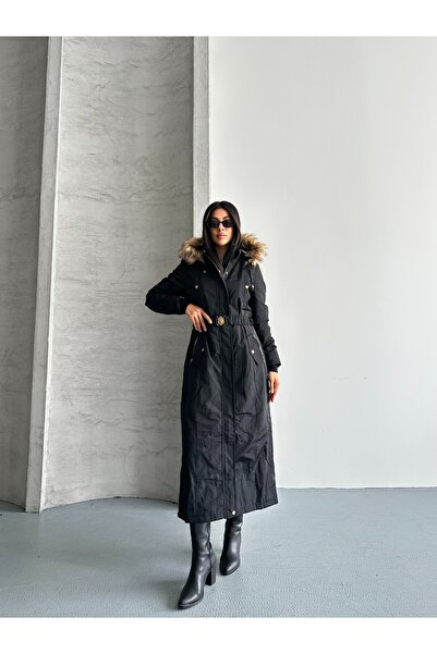 Fashionbox Women's Water Windproof Premium Luxury Quality Long Parka Coat 2544