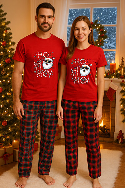 MVRDAR Pijamale cuplu - set Craciun in doi Grinch cu tricou si pantaloni de p...