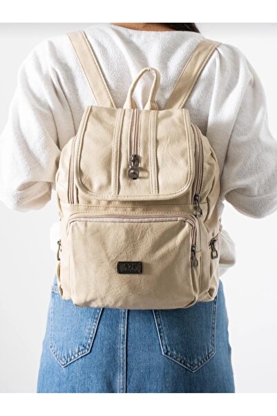 eflanmoda Γυναικείο σακίδιο πλάτης από δέρμα 571 Collections Washed Leather