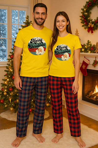MVRDAR Pijamale cuplu - set Craciun in doi Grinch cu tricou si pantaloni de p...