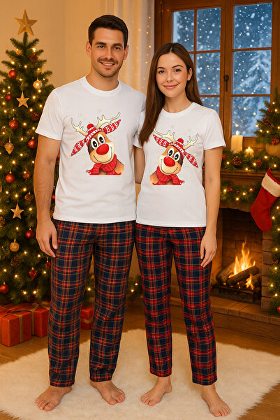 MVRDAR Pijamale cuplu - set Craciun in doi Grinch cu tricou si pantaloni de p...