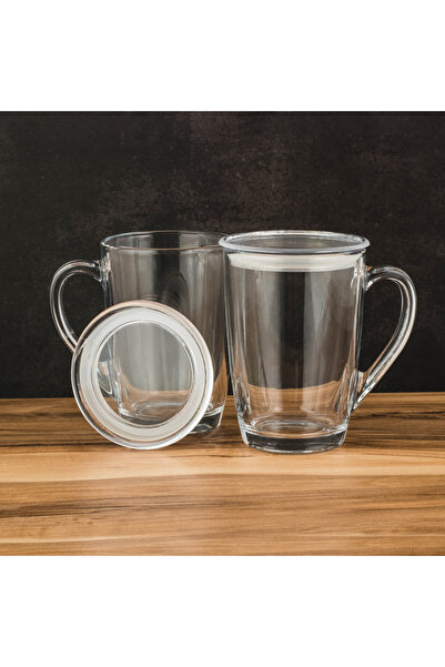 Dania ☕ Glass cup set with airtight lids — 345ml capacity | 11.5cm height