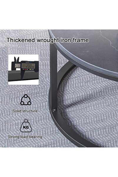 Twinkle Mart Modern Nesting Coffee Table Set of 2, Round End Tables, White, Engineered Wood & Metal