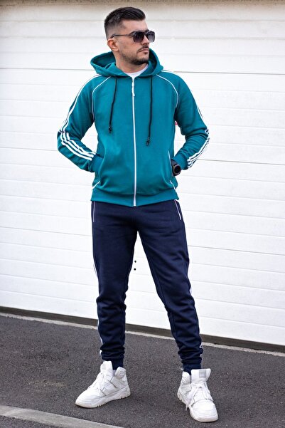 EXCLUSIVE STYLE Men's cotton tracksuit - ExDG Turquoise/Navy