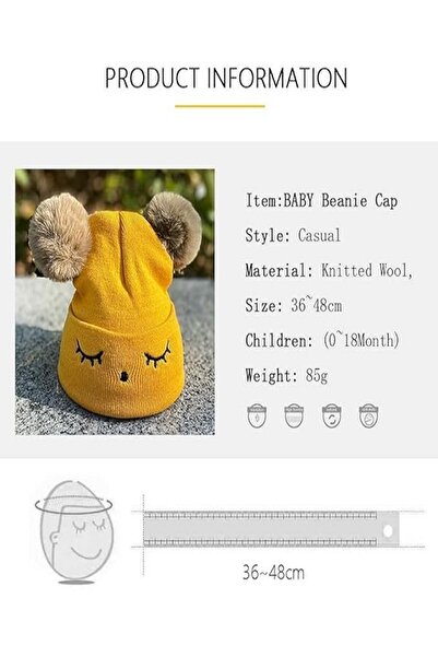 Generic Warm double wool hat with scarf and winter accessories for children, boys and girls (1-3 years)