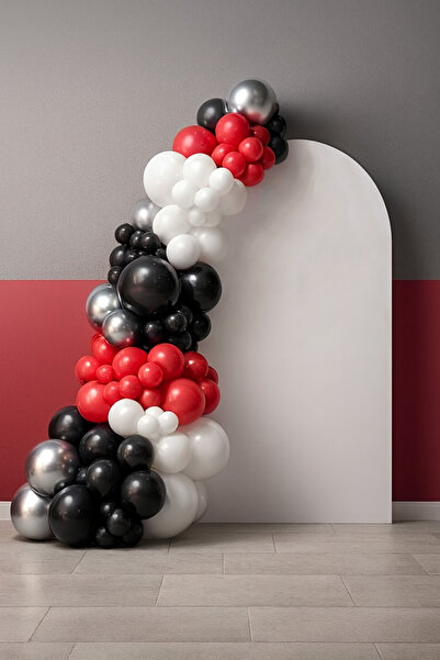 Balonsan Balloon Set 95 Pieces (Black-Red-White-Chrome Silver)