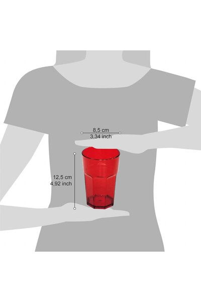 Omada Octagonal glass 0.40 L red - WLK