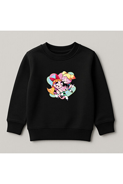 SVART WEAR سويت شيرت للأطفال من Powerpuff Girls مطبوع برقبة دائرية مصنوع من ا...