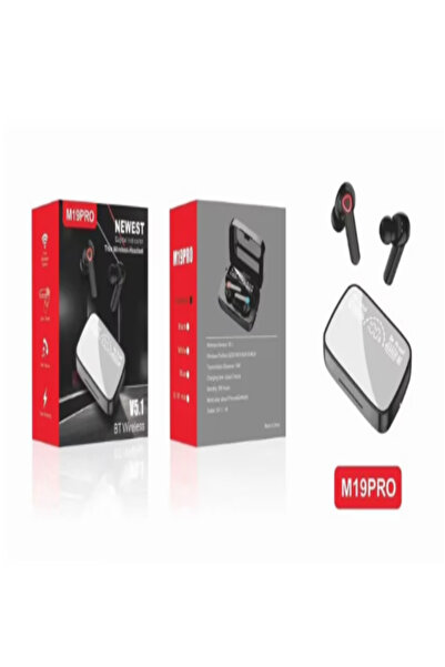 OEM Căști Wireless TWS M19 PRO, BT 5.3, Gaming, Display Digital, Power Bank 1200mAh, IPX7, Negru