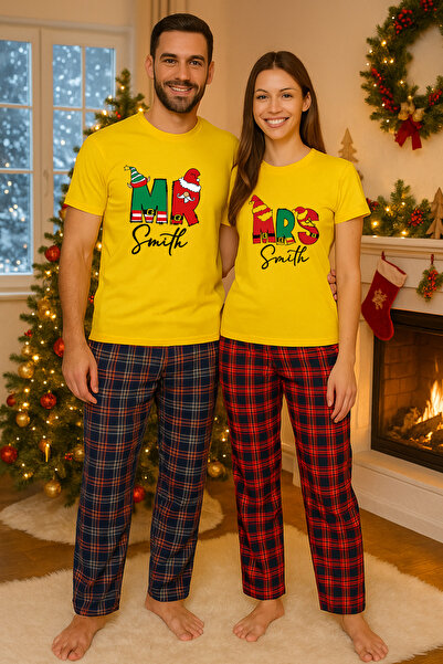 MVRDAR Pijamale cuplu - set Craciun in doi Grinch cu tricou si pantaloni de p...