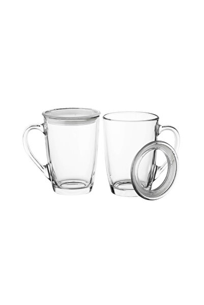 Dania ☕ Glass cup set with airtight lids — 345ml capacity | 11.5cm height
