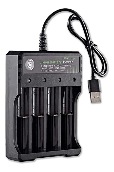 ROBOT شاحن بطارية 18650 رباعي الفتحات robotgcc — قاعدة شحن USB عالمية 3.7 فول...