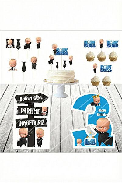 abjad Patron Bebek 3 Yaş Doğum Günü Maketi / Pasta Süsü Seti