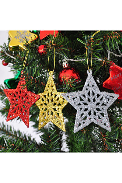 Party City Set de 3 stele cu sclipici pentru decorarea pomului de Crăciun – D...