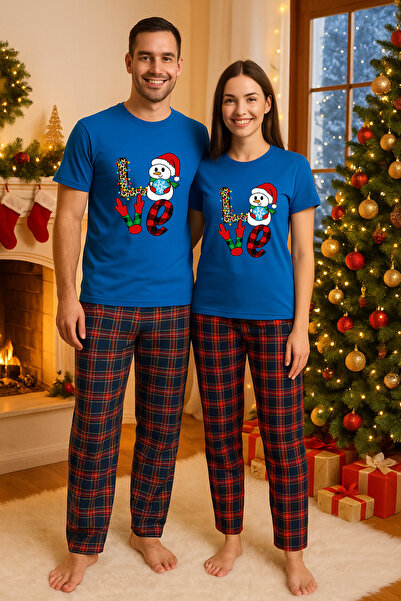 MVRDAR Pijamale cuplu - set Craciun in doi Grinch cu tricou si pantaloni de p...