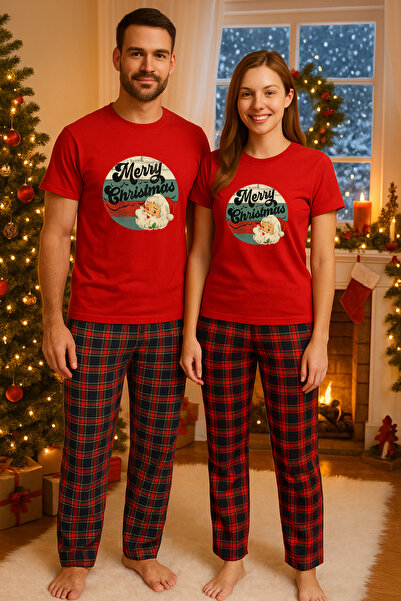 MVRDAR Pijamale cuplu - set Craciun in doi Grinch cu tricou si pantaloni de p...