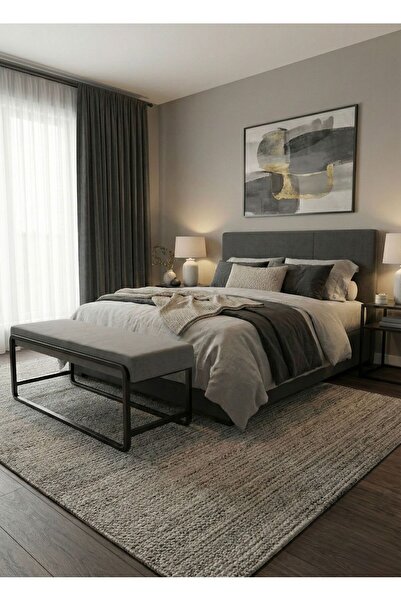 TodekHome Elora Puf Bench - BabyFace Kumaş Metal Ayaklı -Yatak Odası Salon An...