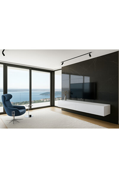 MAC DİZAYN ECO ADRESAN TV ÜNİTESİ 200 CM SUNTALAM PARLAK BEYAZ