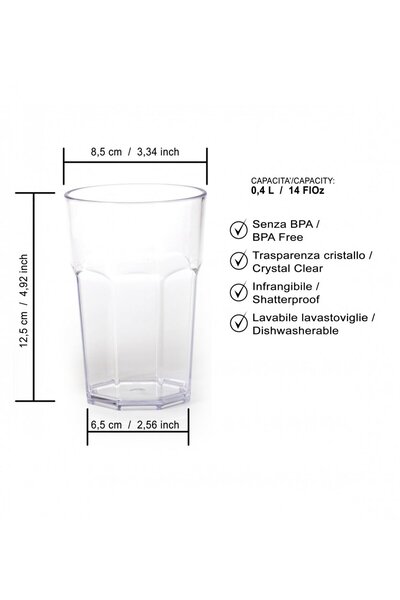 Omada Octagonal glass 0.40 L red - WLK