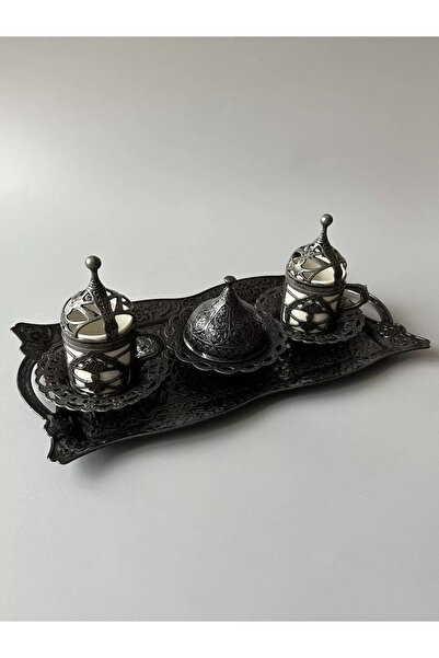 E orient 2-Person Coffee Set Cast Iron Turkish Coffee Set with Ottoman Motifs