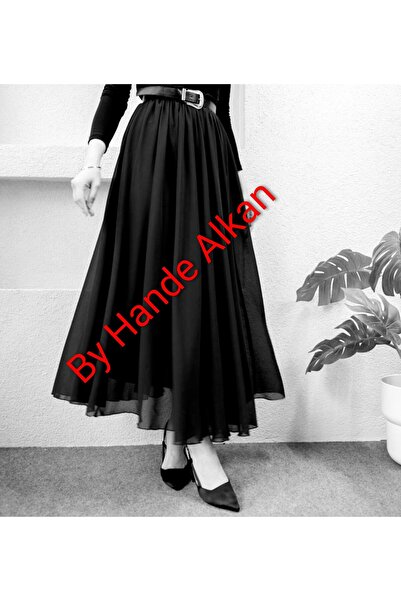 By Hande Alkan Women's Plus Size Elastic Chiffon Loose Skirt