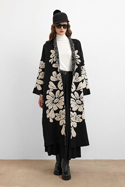 Ranasubaşı كارديجان طويل بنقشة الزهور باللون الأسود