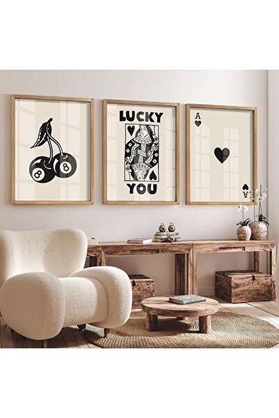 ALAYRA International Poker Wall Art Set of 3 – Lucky You Queen of Hearts Retr...