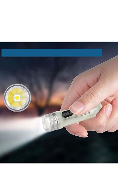 The comprehensive house Small Keychain Rechargeable Waterproof Flashlight with Clip - White