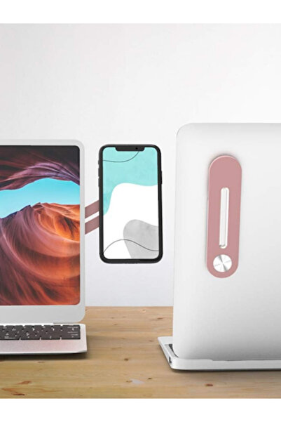 OEM Magnetic Side Laptop Stand, Foldable, Aluminum, Adjustable, Quick Mount, PINK