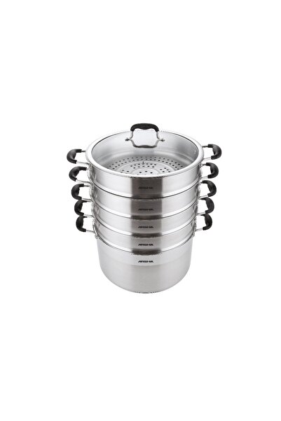 Arshia 5-piece stainless steel steamer set, 30cm