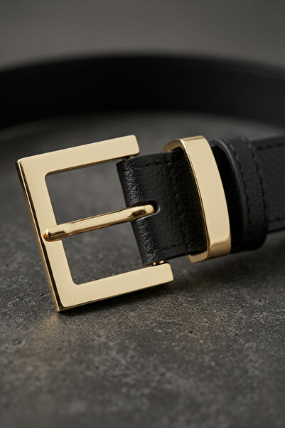 LAREON حزام نسائي من الجلد الصناعي بإبزيم لامع 105 سم – إكسسوار أنيق يومي قاب...