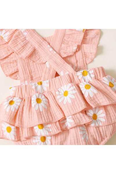 OEM Daisy-print crepe fabric romper, 100% cotton